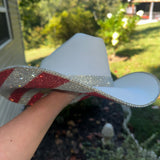 FLASH SALE: White straw w/ American Flag underneath (Defective)