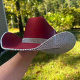 Burgundy Red & Crystal Rhinestones