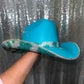 Kids Turquoise Blue Hat w/ turquoise cow print