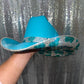 Kids Turquoise Blue Hat w/ turquoise cow print