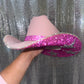 Kids Pink Hat w/ Pink Rhinestones & Stars