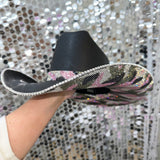 Pink Camo Black Straw Hat