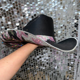 Pink Camo Black Straw Hat