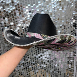 Pink Camo Black Straw Hat