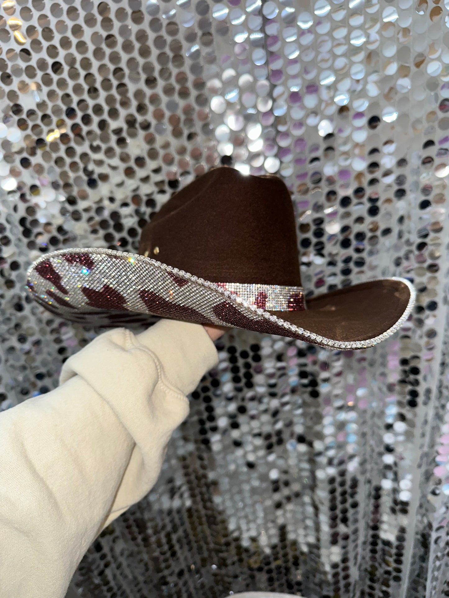 Brown Felt & Brown Cow Print Rhinestones