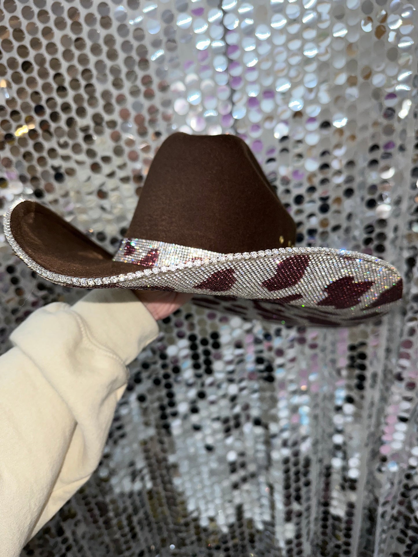 Brown Felt & Brown Cow Print Rhinestones