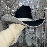 Black Felt & Crystal Rhinestones