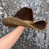 Brown Felt & Lt Topaz Rhinestones