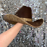 Brown Felt & Lt Topaz Rhinestones