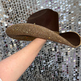 Brown Felt & Lt Topaz Rhinestones
