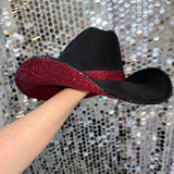 Black Suede & Maroon Rhinestones