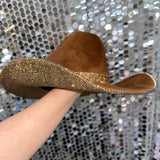 Tobacco suede Hat & Lt Topaz Rhinestones