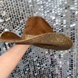 Tobacco suede Hat & Lt Topaz Rhinestones