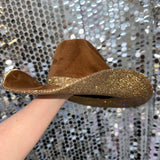 Tobacco suede Hat & Lt Topaz Rhinestones