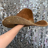 Tobacco suede Hat & Lt Topaz Rhinestones