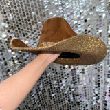 Tobacco suede Hat & Lt Topaz Rhinestones