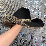 Black Suede & Brown Leopard Rhinestones