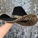 Black Suede & Brown Leopard Rhinestones