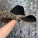 Black Suede & Brown Leopard Rhinestones