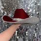 Maroon Suede Hat & Crystal Rhinestones