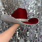 Maroon Suede Hat & Crystal Rhinestones