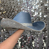 Denim Blue Suede Hat & Crystal Rhinestones