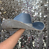 Denim Blue Suede Hat & Crystal Rhinestones