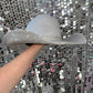 Silver Suede Hat & Crystal Rhinestones