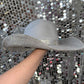 Silver Suede Hat & Crystal Rhinestones