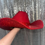 Red Straw Hat w/ Red Rhinestones