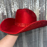 Red Suede Hat & Red Rhinestones