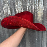 Red Suede Hat & Red Rhinestones