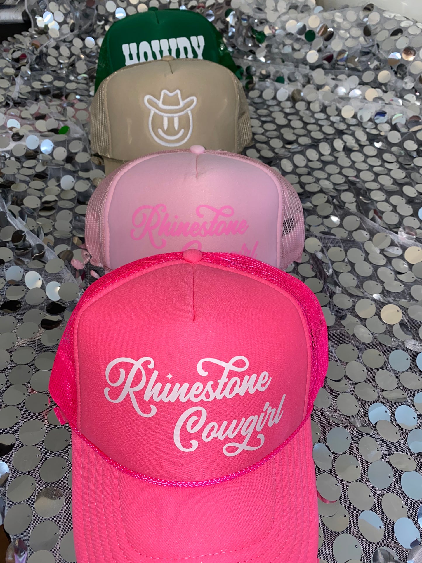 Hot Pink Rhinestone Cowgirl Trucker Hat