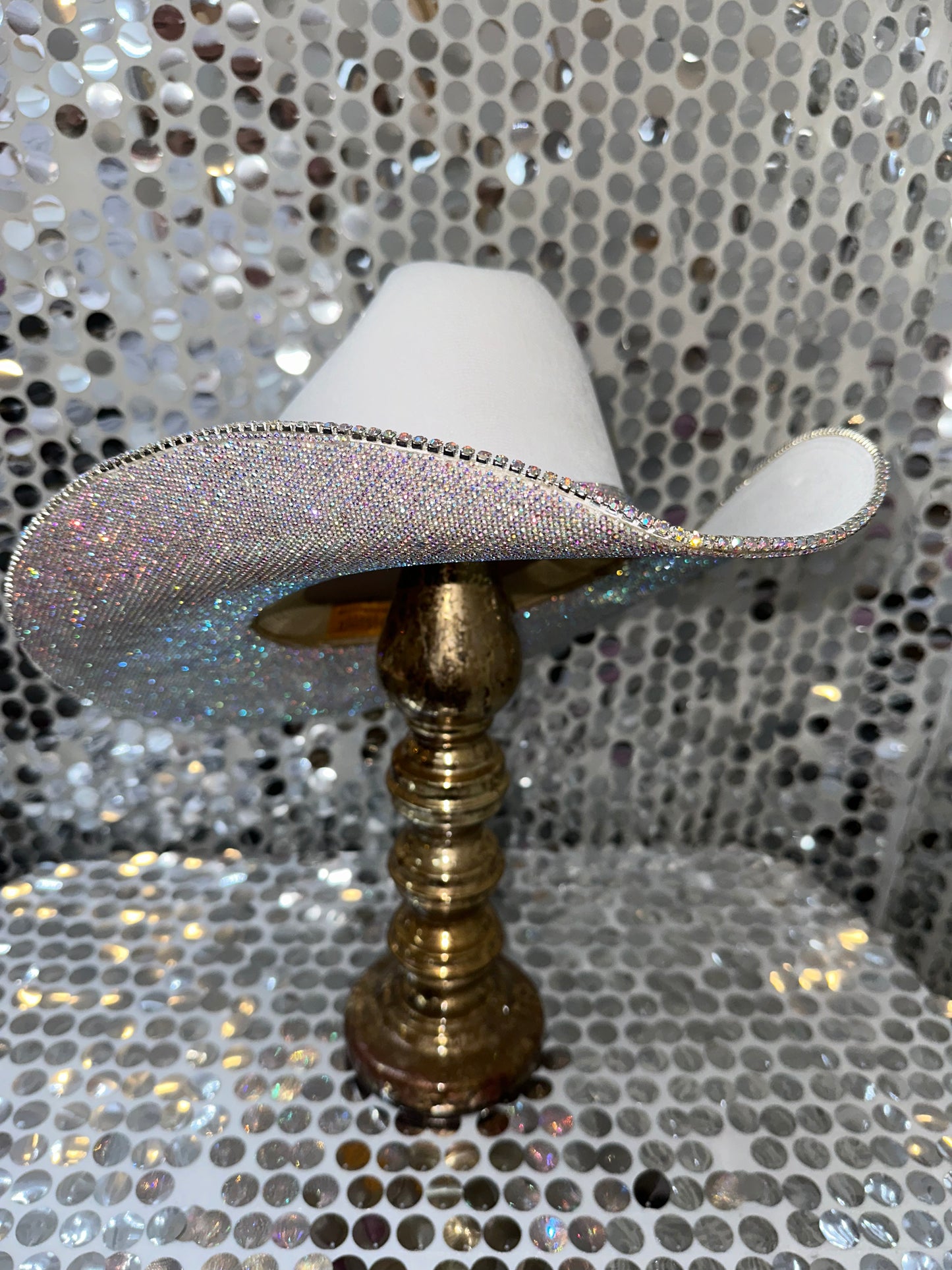 White hat & ab rhinestones