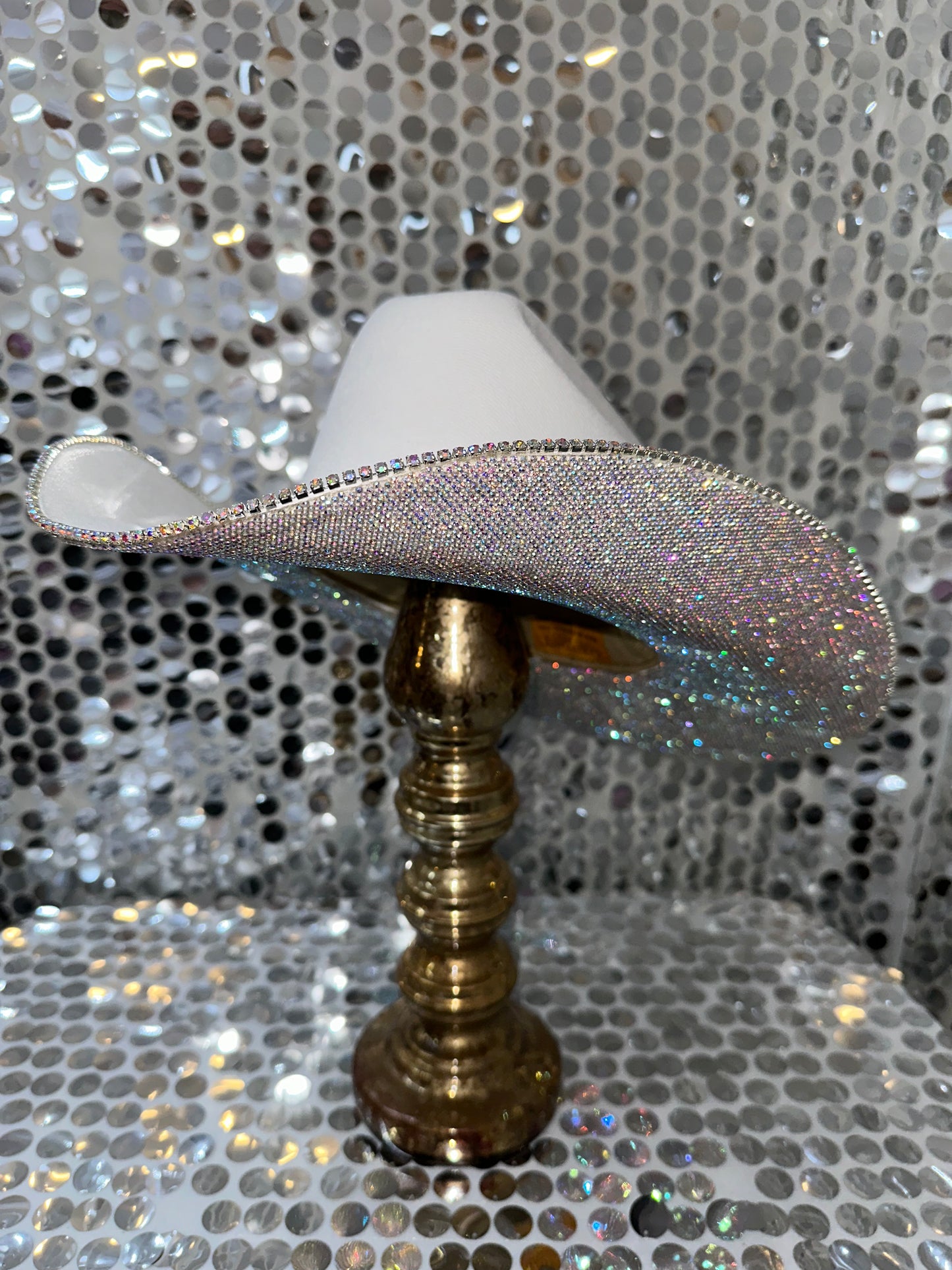 White hat & ab rhinestones