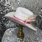 White & ab flower and bow applique hat