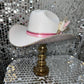 White & ab flower and bow applique hat