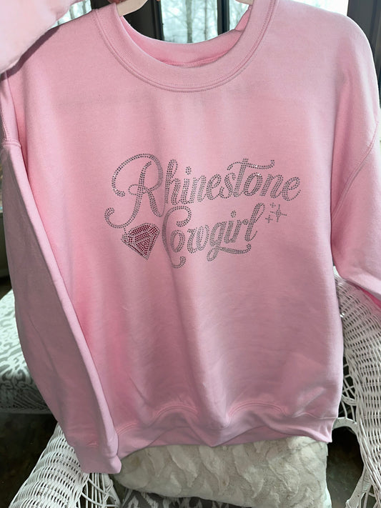 Rhinestone Cowgirl Sweatshirt in Pink