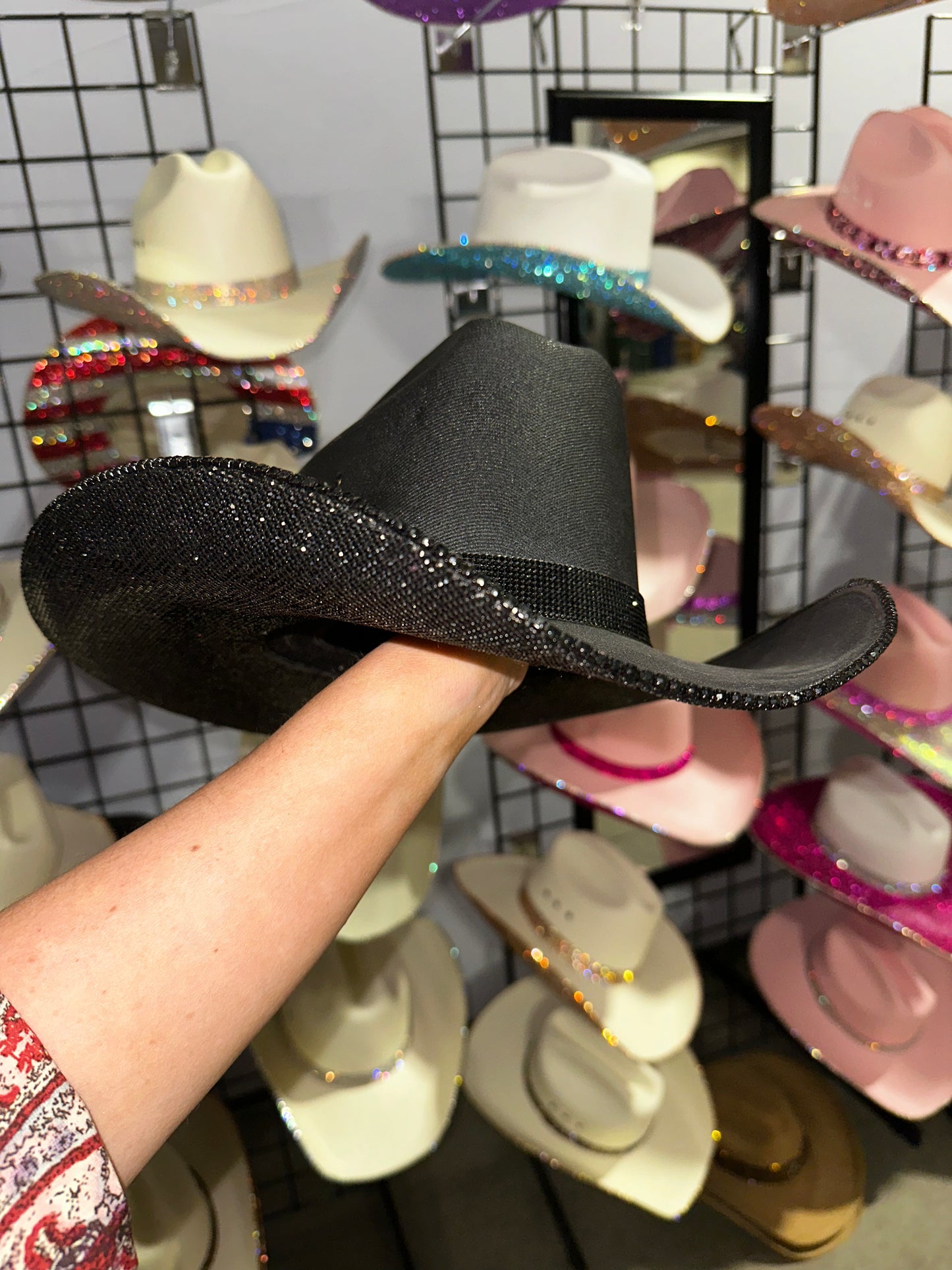 Black Round Hat & Black Rhinestones