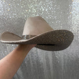 Mocha Suede Hat & Black Diamond Rhinestones