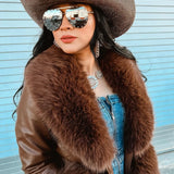 Brown Felt & Lt Topaz Rhinestones