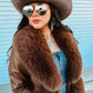 Brown Felt & Lt Topaz Rhinestones