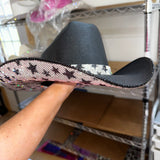 FLASH SALE: Black Straw w/ Crystal Star Print