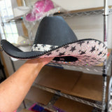 FLASH SALE: Black Straw w/ Crystal Star Print