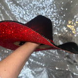 STAGECOACH SALE: Black straw w/ red rhinestones