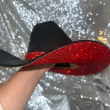 STAGECOACH SALE: Black straw w/ red rhinestones