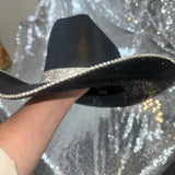 STAGECOACH SALE: Black straw w/ black rhinestones & crystal trim