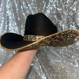 STAGECOACH SALE: Black suede w/ leopard