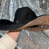 STAGECOACH SALE: Black suede w/ champagne rhinestones XL