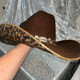 STAGECOACH SALE: Brown Felt w/ leopard print